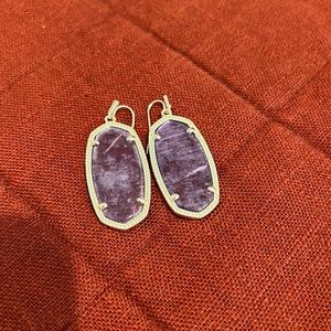 Kendra Scott dangle earrings - light purple stone in gold setting